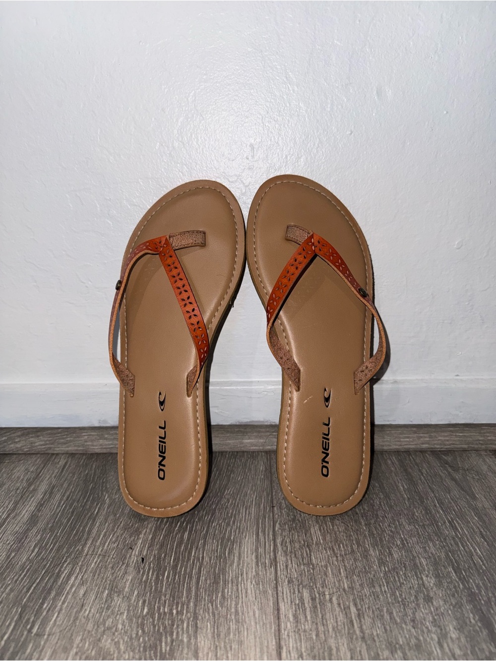 O'Neill Women's Tan and Brown Perforated Strap Sandals